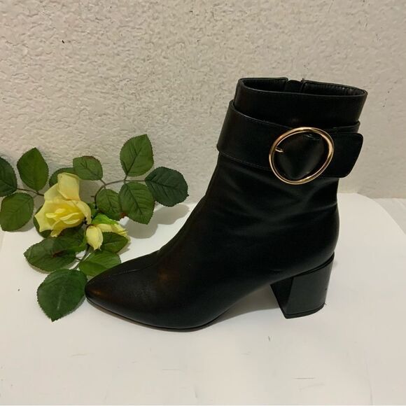 IDIFU Women Dressy Chunky Heel Ankle Boots Pointed Toe Metal Boots Size 8.5 - Picture 5 of 11